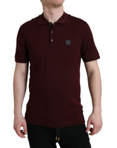 Dolce & Gabbana Maroon Collared Short Sleeves Polo T-shirt -   -  Dolce & Gabbana.